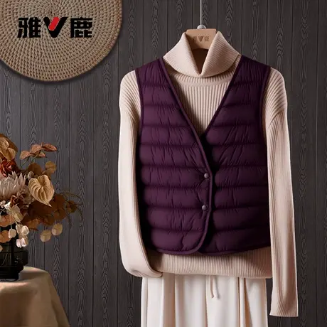 雅鹿冬季女士轻薄马甲2025短款修身时尚好看朦胧内搭羽绒正品马甲商品大图