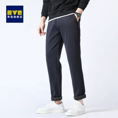 雅鹿男士加绒加厚休闲裤2023冬季新款商务休闲西裤免烫直筒长裤子商品大图