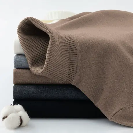 高领毛衣男秋冬季针织衫潮流修身保暖内搭打底衫休闲纯色毛衫线衣商品大图