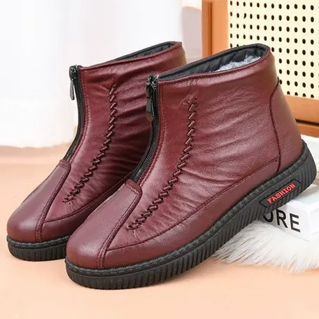 老北京布鞋女棉鞋冬季高帮雪地靴女靴中老年加绒保暖平底妈妈棉鞋商品大图