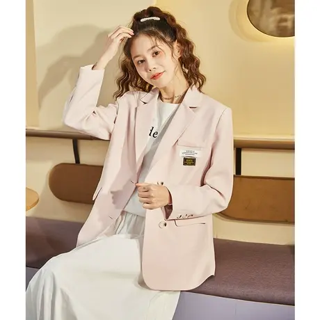 唐狮女西装外套春秋新款小清新显瘦韩版宽松百搭淑女衣服潮图片