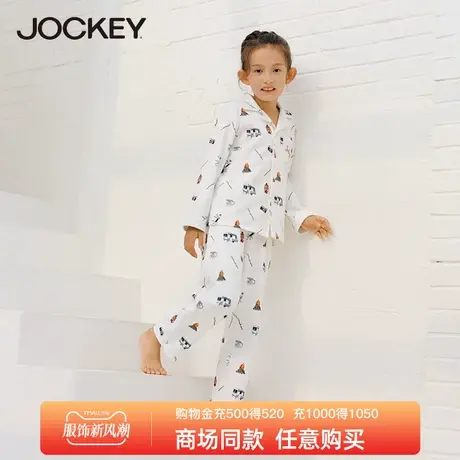 Jockey儿童印花卡通睡衣睡裤两件套宽松亲肤长袖家居服套装亲子服图片