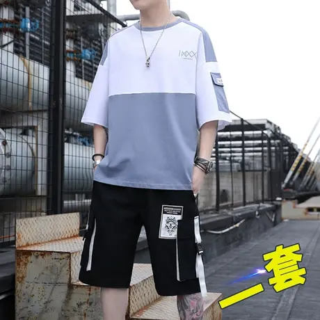 高中初中学生短袖t恤男潮流套装青少年夏季男孩大童帅气衣服夏装商品大图