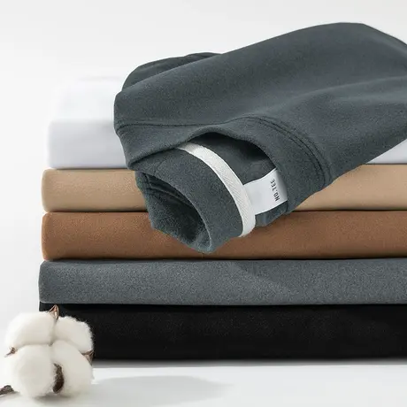 300g重磅双面德绒打底衫长袖t恤男秋冬加绒保暖圆领内搭纯色秋衣商品大图