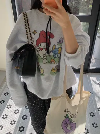 卫衣女春秋薄款2023新款可爱卡通印花小众别致宽松显瘦圆领上衣服商品大图