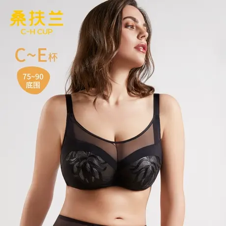 桑扶兰新款超薄女士内衣刺绣性感透明稳定解压聚拢显小文胸女图片