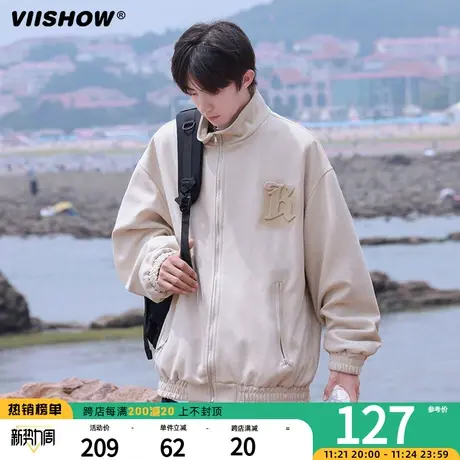 VIISHOW麂皮绒夹克男款秋季潮牌oversize韩系慵懒风宽松休闲外套图片