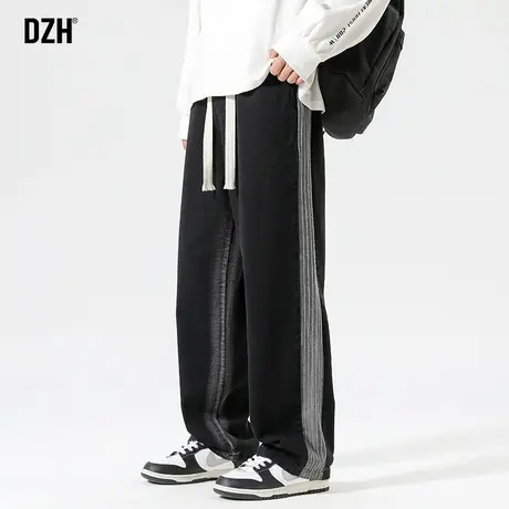 男士黑色直筒牛仔裤男美式高街休闲长裤秋季垂感裤子男款2023新款商品大图