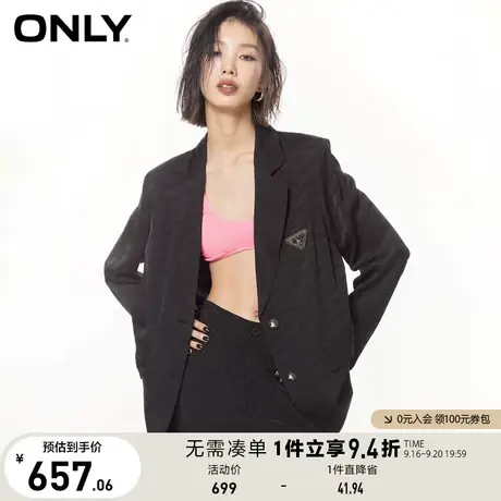 ONLY奥莱2023夏季新款潮流气质设计感满印翻领宽松西服商品大图