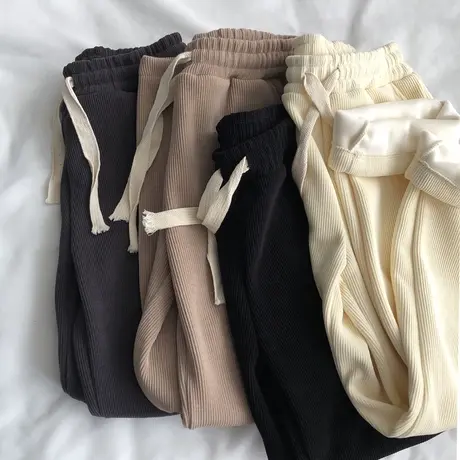 加绒加厚直筒阔腿裤女高腰韩版宽松秋冬保暖运动休闲长裤ins潮牌图片