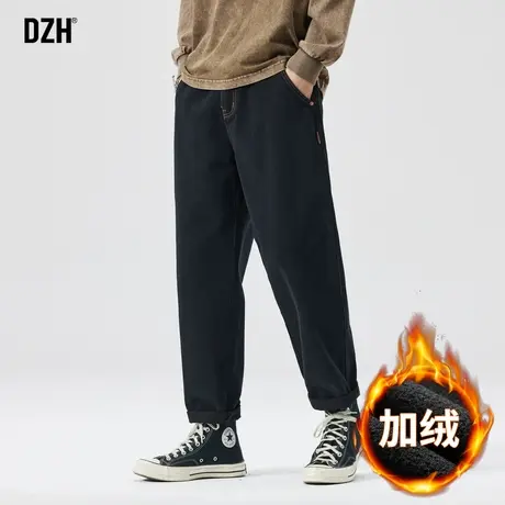 男生加绒裤子男款美式高街直筒宽松休闲裤百搭2024新款直筒裤男裤商品大图
