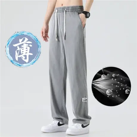 香港2023高端天丝牛仔裤男士夏季超薄款宽松直筒大码阔腿休闲裤子商品大图