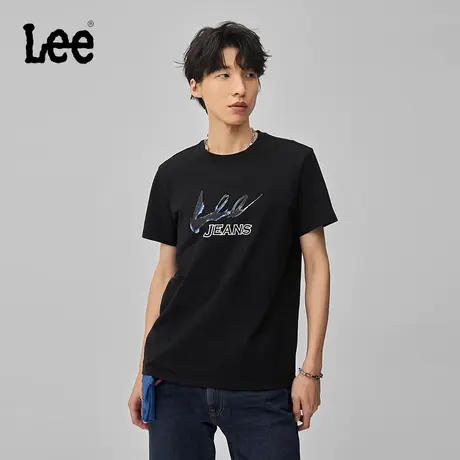 Lee商场同款24早春新品标准版圆领手写体Lee JEANS印花男短袖T恤图片