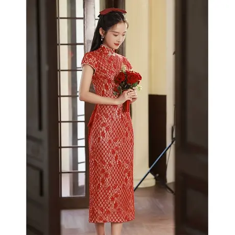 改良订婚旗袍中式敬酒服新娘2023新款高级感女夏季小个子年轻款秋商品大图