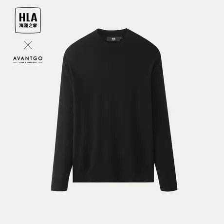 HLA/海澜之家轻商务经典系列长袖针织衫23秋新全羊毛保暖上衣男图片