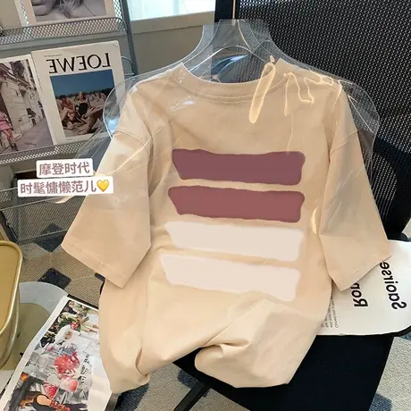 纯棉设计感短袖t恤女夏季2023年新款宽松设计感半袖港味chic上衣商品大图