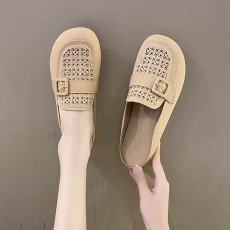 包头凉拖鞋女外穿夏天女鞋平底软底半拖鞋夏季防滑沙滩洞洞鞋女款商品大图