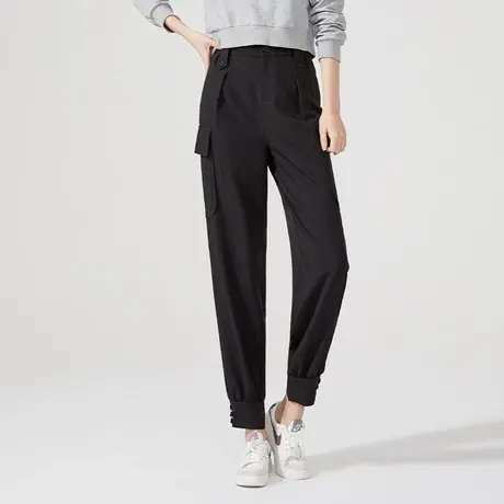 逸阳2024春秋季新款束脚工装裤女显瘦高腰宽松运动休闲哈伦裤子女商品大图