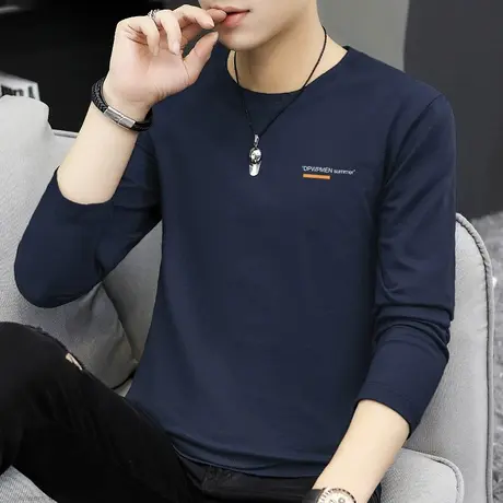 纯棉t恤男长袖秋冬季圆领全棉保暖打底衫加绒加厚内搭秋衣服小衫图片