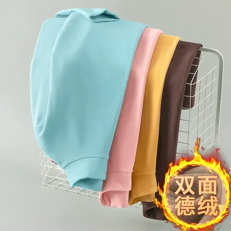 德绒打底衫半高领长袖t恤男秋冬加绒保暖双面绒中领内搭纯色秋衣商品大图