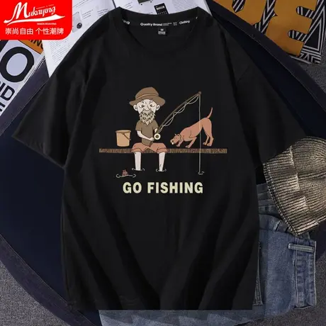 短袖t恤男创意卡通印花2023春夏款圆领宽松纯棉小众设计感打底衫图片