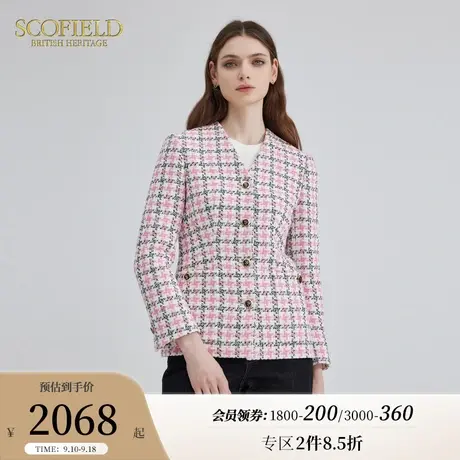 【小香风】Scofield千鸟格气质V领外套夹克女装2023年秋季新款商品大图