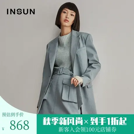 恩裳冬季经典时尚简约收腰中长款时尚商务职业西装外套女图片