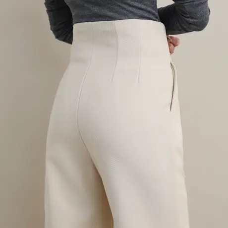 高腰西装阔腿裤女2023年新款春秋直筒裤子女高级垂感休闲白色长裤商品大图