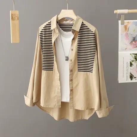 2023秋季新款休闲百搭衬衫女长袖春秋宽松衬衣外套学院风上衣开衫图片