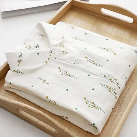 早秋文艺日系元宝领 小清新双层纱打底白色衬衫 简约舒适纯棉女装图片