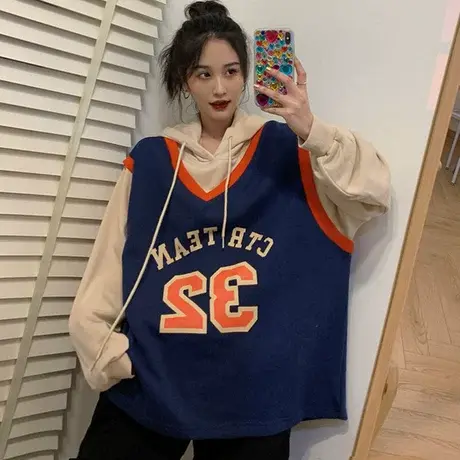 欧美街头hiphop卫衣女2021宽松韩版潮ins设计感小众春秋薄款外套商品大图