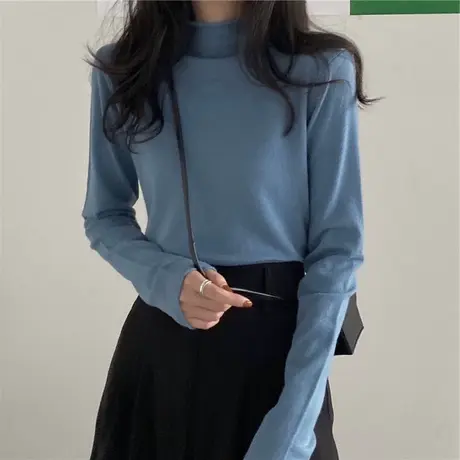 高领打底衫小衫女春秋百搭长袖紧身t恤2023秋冬新款内搭修身上衣图片