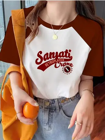 正肩仿棉短袖t恤女夏季2023新款小众设计感洋气减龄大码女装上衣商品大图