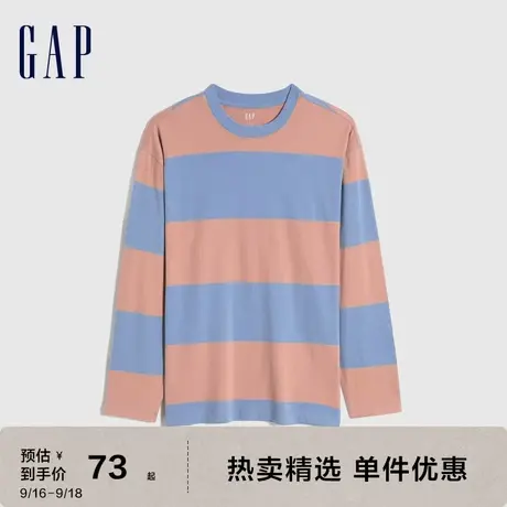 【碳素软磨】Gap男装纯棉长袖T恤735043秋季休闲打底衫款运动上衣图片