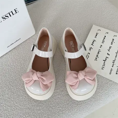 永希蝴蝶结厚底玛丽珍jk小皮鞋子女2023年新款春夏季复古风单鞋潮商品大图