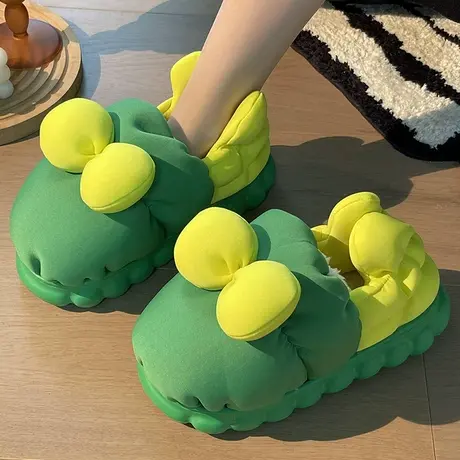 棉拖鞋女包跟冬季可爱高级感蝴蝶结防滑保暖厚底家居室内加绒棉鞋商品大图