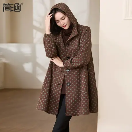 简涵旗舰店2023秋冬新款洋气加肥加大宽松休闲显瘦风衣外套200斤图片