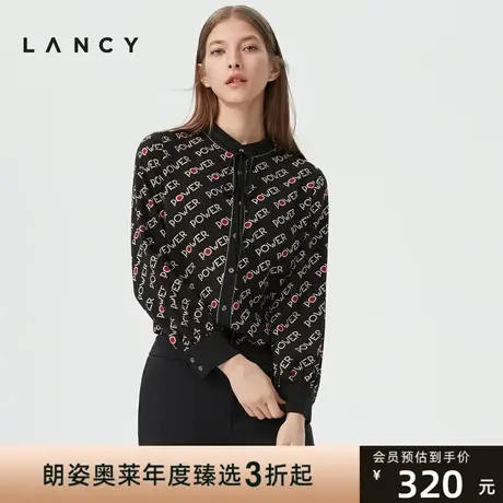 [特价]朗姿奥莱清仓特卖衬衫冬季新款飘带印花通勤风女式衬衫图片