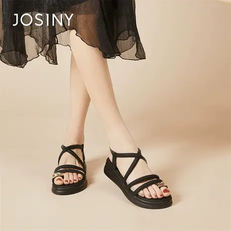 Josiny/卓诗尼凉鞋女款2024年春季新款休闲沙滩鞋厚底罗马凉鞋女商品大图