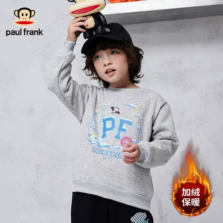 大嘴猴童装儿童冬季加绒卫衣2023秋季新品男童中大童保暖套头上衣商品大图