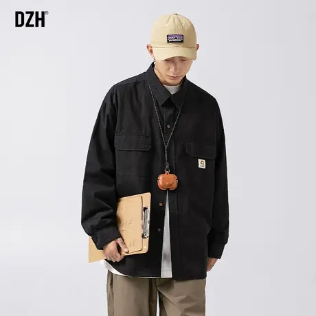 男士黑色日系衬衫男长袖高级感痞帅男装禁欲系工装外套休闲衬衣男商品大图