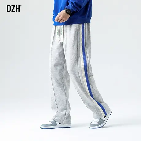 男生日系灰色撞边卫裤男直筒宽松长裤2023新款秋季裤子ins高街潮图片