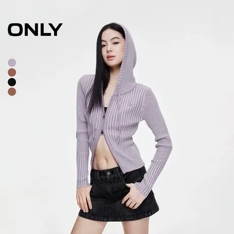 ONLY奥莱夏季通勤风显瘦连帽条纹针织衫女商品大图