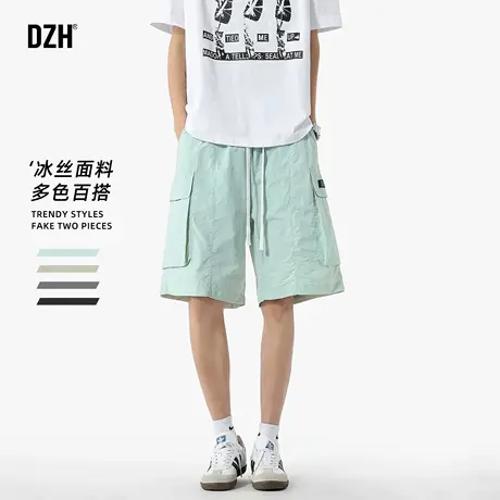 男生冰丝美式五分裤男夏2025新款工装潮牌短裤运动男士宽松休闲裤商品大图