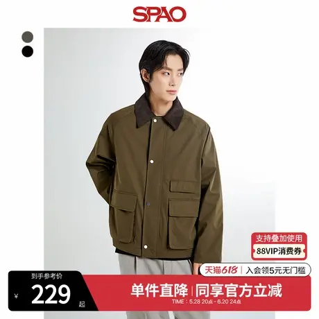 SPAO韩国同款秋冬男士简约宽松易搭休闲夹克外套SPJJE49M10商品大图