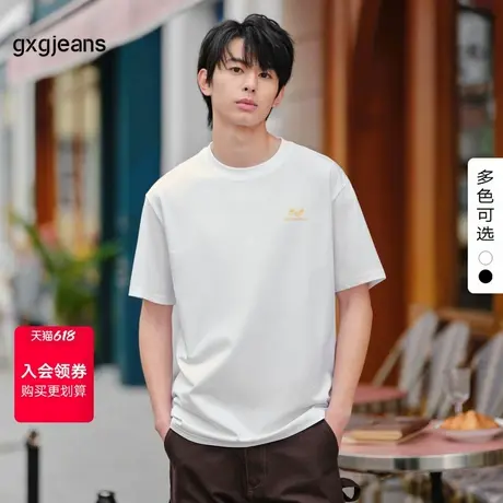 gxg.jeans男装2024年夏季圆领短袖T恤J24D442029商品大图