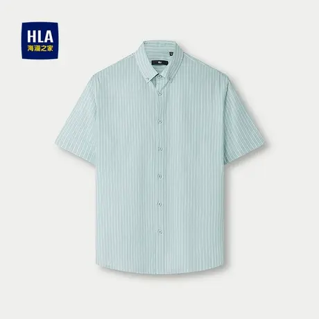 HLA/海澜之家时尚条纹短袖衬衫2025春夏新款透气简约通勤上衣男士图片