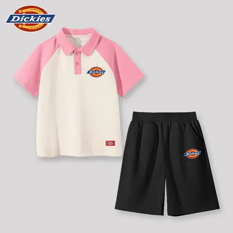 Dickies童装女童夏装套装儿童夏季撞色插肩袖短袖t恤女孩polo衫A商品大图