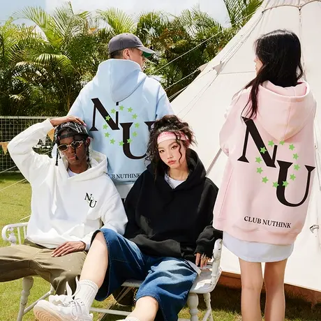 Nuthink美式高街情侣卫衣潮牌男中性风潮流宽松大码帽衫冬季外套商品大图