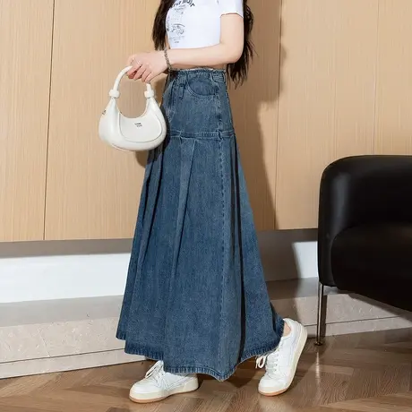 tonlion/唐狮唐狮春夏季新款女半身裙宽松牛仔半身长裙高腰图片